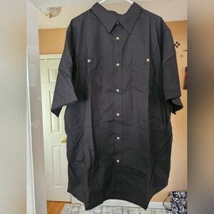 King Size 2XL Black Button Down Short Sleeve Shirt NEW